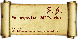 Pozsegovits Jávorka névjegykártya